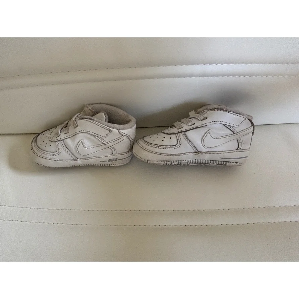Nike Air Force 1 Crib Baby Shoes White Leather Soft Sole Sneakers 1C